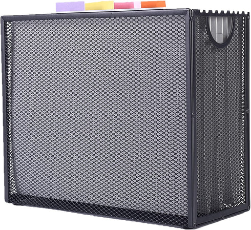 Hanging File Organizer Filing Box - Metal Mesh File Crate Desk Organizer Magazine Holder Book File Letter Storage Box Filling Cabinets for Office Home School, 5 Hanging Folders Included