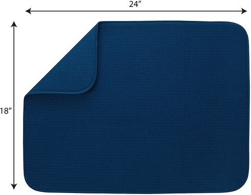 S&T INC. Absorbent, Reversible XL Microfiber Dish Drying Mat for Kitchen, 18 Inch x 24 Inch, Navy