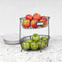 Spectrum Diversified Vintage Living Oval Server Stacked, 2-Tier Bowls, Dining Table & Kitchen Counter Organizer, Modern Fruit Basket Stand, Industrial Gray