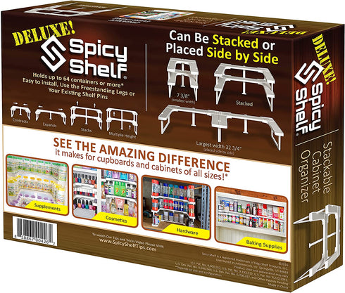 Spicy Shelf Deluxe - Expandable Spice Rack and Stackable Cabinet & Pantry Organizer (1 Set of 2 shelves) - As seen on TV(Spicy Shelf Deluxe)