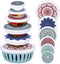 12 Pieces Reusable Bowl Covers Elastic Food Covers Fabric Bowl Covers with 5 Sizes Rustic Cloth Stretchy Dish Covers Washable Food Cover for Bread Proofing Kitchen Container (Mandala Style)