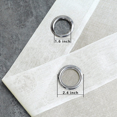 Ivory Sheer Curtains for Living Room 84 Inches Long 2 Panel Set Grommet Draperies Linen Textured Semi Gauze Contemporary Curtains for Bedroom Closet Door European Minimalist