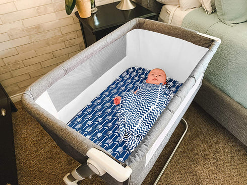 Bassinet Bed Sheets Premium Bassinet Fitted Sheets 4 Pack 100% Jersey Knit Cotton Cradle Sheets Bassinet Bedding for Standard Size Oval or Halo Bassinet Pads Bassinet Sheet for Boy & Girl