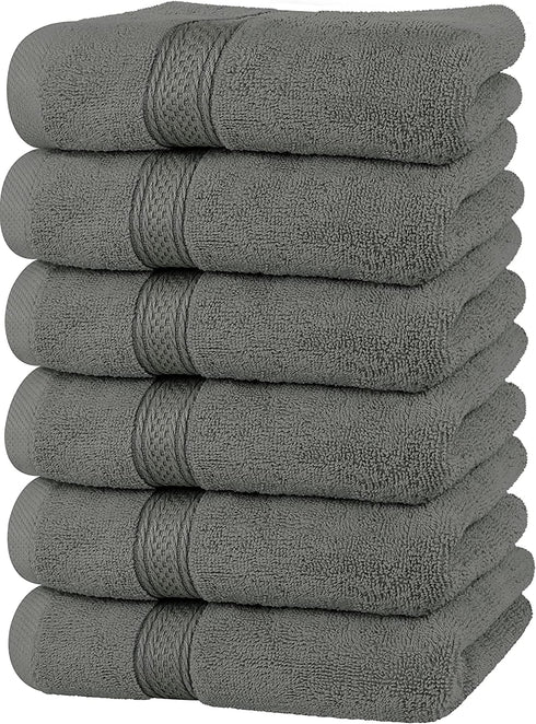 Utopia Towels Premium Grey Hand Towels - 100% Combed Ring Spun Cotton, Ultra Soft and Highly Absorbent, 600 GSM Extra Large Hand Towels 16 x 28 inches, Hotel & Spa Quality Hand Towels (6 Pack)