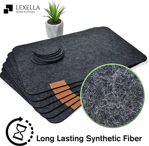 Lexella Placemats for Dining Table Set of 6 Place Mats and 6 Coasters for Drinks - Place Mats for Kitchen Table with Coasters - Set of 12