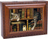 Cottage Garden Cat Sleeping in Library Woodgrain Rope Trim Music Box Plays That's What Friends are for