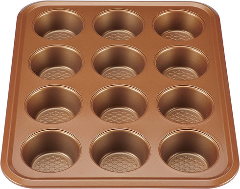 Ayesha Curry Nonstick Bakeware Nonstick 12-Cup Muffin Tin / Nonstick 12-Cup Cupcake Tin - 12 Cup, Brown