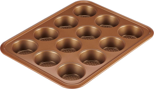 Ayesha Curry Nonstick Bakeware Nonstick 12-Cup Muffin Tin / Nonstick 12-Cup Cupcake Tin - 12 Cup, Brown