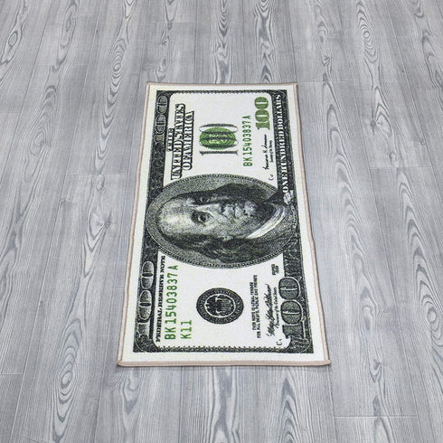 Ottomanson Siesta Collection $100 Bills Design Runner Rug, 22" x 53", Green Multicolor