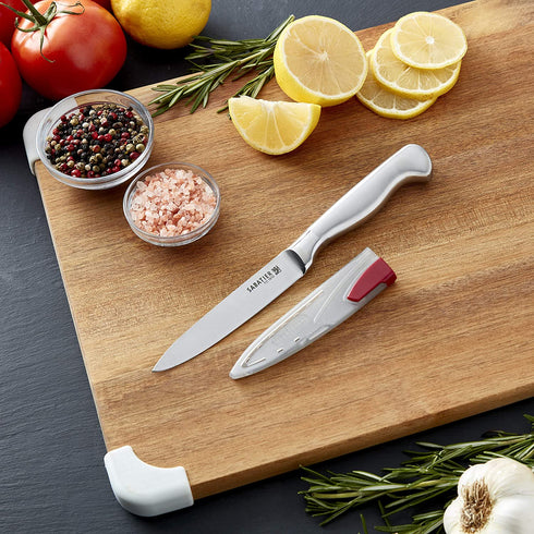 Sabatier Forged Stainless Steel Chef Knife with EdgeKeeper Self-Sharpening Sheath, 8-Inch