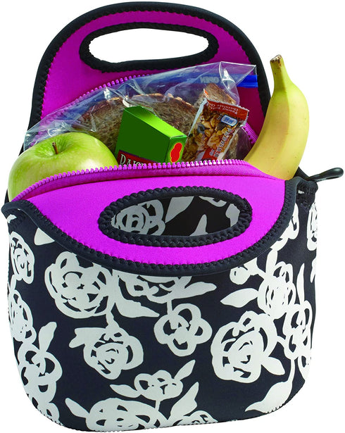 BUILT Gourmet Getaway Soft Neoprene Lunch Tote Bag-Lightweight, Insulated and Reusable, One Size, Garden Rose