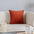 Kevin Textile Set of 2 Striped Textured Velvet Corduroy Decorative Europe Sham Throw Pillow Cushion Cover for Couch, (60x60 cm, 24inch), Burnt Brick
