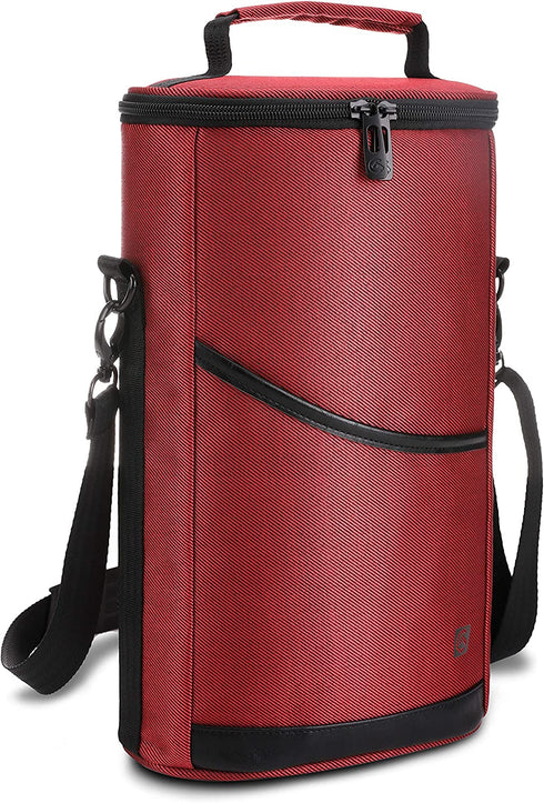 ALLCAMP 2 Bottle Wine Tote Carrier - Insulated Portable Padded Canvas Wine Bag for Travel, BYOB Restaurant, Wine Tasting, Party, Great Christmas Day Gift for Wine Lover?Red