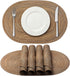 AHHFSMEI Oval Braided Placemats 12x18 Inch Oval Table Mats for Dining Tables Natural Woven Heat Resistant Place mats Set of 6 (Multi Brown)