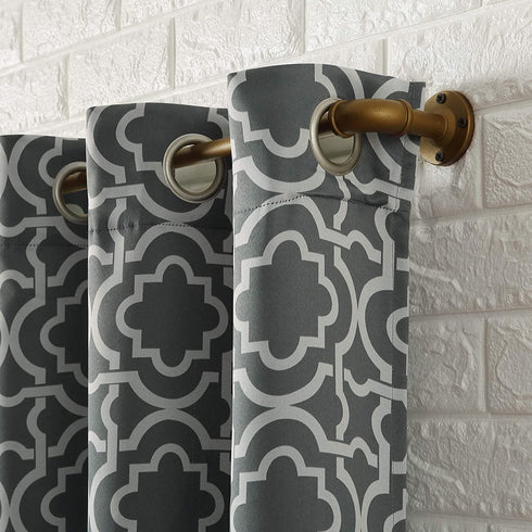 Sun Zero Barnett Trellis Blackout Grommet Curtain Panel, 40 in x 84, Gray