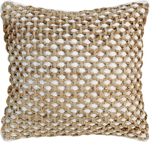 Boho Living Jada Decorative Throw Includes Accent Pillow Cover and Insert | Premium Woven Design | Living Room D©cor, 20 in x 20 in, White