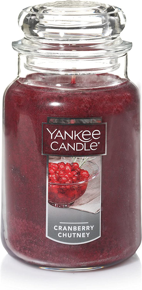 Yankee Candle Cranberry Chutney Scented, Classic 22oz Large Jar Single Wick Candle, Over 110 Hours of Burn Time