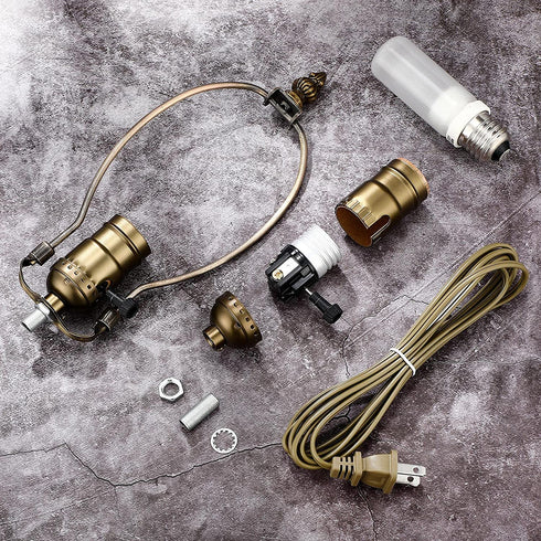 2 Pcs Lamp Light Kit Table Repair Make a Lamp Kit with 3 Way Socket DIY Lamp Wiring Parts Lamp Rewire Kit for DIY Lamp Design