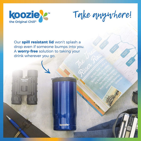 KOOZIE® Stainless Steel Triple 3-in-1 Can Cooler, Bottle or Tumbler with Lid for 16 oz Tall Boy Cans, Double Wall Vacuum Insulated for Hot and Cold Drinks | Royal Blue