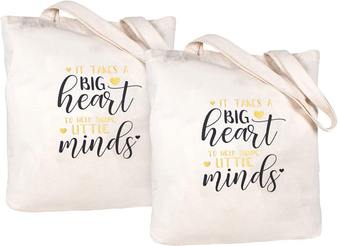ElegantPark Teacher Gifts Set of 2 Teacher Appreciation Gift Canvas Teacher Bag and Tote with Pocket Canvas Teacher Tote Bag Glitter