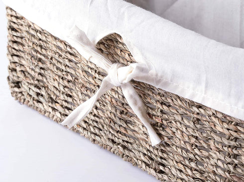 Vintiquewise(TM) Seagrass Shelf Basket Lined with White Lining
