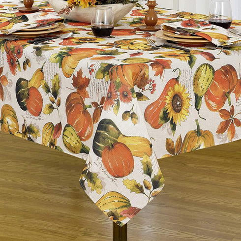 Elrene Home Fashions Grateful Season Printed Fabric Napkins for Fall/Harvest/Thanksgiving, Set of 8, 17 in x 17, Multi, 8 Count