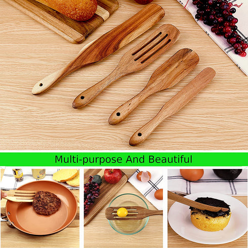 Healthy NO VARNISH Spurtles Kitchen Tools As Seen On TV Wooden Utensils for Cooking Wooden Kitchen Utensil Set Wooden Spatula for Cooking Wooden Spoons for Cooking Wok Spatulas For Nonstick Cookware