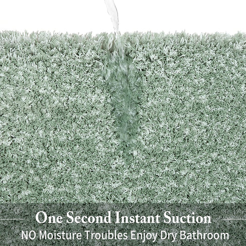 Yimobra Plush Thick and Soft Cut Pile Bathroom Mats, Super Shaggy Comfortable Quick Water Absorbing Non Slip Bath Rugs, Ultra Plush Thick with Machine Washable Bath Mat Light Green