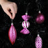 Fuchsia Pink Christmas Ball Ornaments for Christmas Decorations - 24 Pieces Xmas Tree Shatterproof Ornaments with Hanging Loop for Holiday and Party Decoration (Combo of 8 Ball and Shaped Styles)