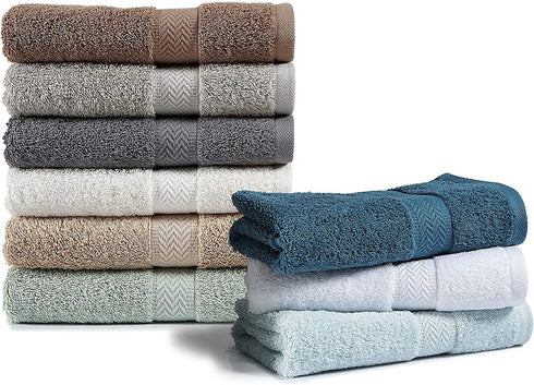 5 Piece Bath Towel Set, 100% Cotton Towels, Shower Towels, 600 GSM Towel Set, 1 Bath Towel, 2 Hand Towels for Bathroom, 2 Washcloths, Durable and Absorbent Bath Towels Set, Bathroom Towels - Beige