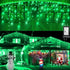 Christmas Lights Outdoor Decorations Iciclelights 39ft 450 LED Dripping Twinkle Ice String Light, 8 Modes Plug in Waterproof Fairy Curtain Lights for House Holiday Patio Yard Party Decor(Green)