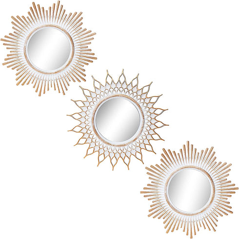 Small Round Mirrors for Wall Decor Set of 3 - Great Home Accessories for Bedroom, Living Room & Dinning Room (M015)
