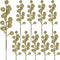 winemana 24 Pack 8 Inch Christmas Glitter Faux Winter Berry Sprigs, Artificial Sparking Red Berries Ornaments for Christmas Tree DIY Crafts Wreath Garland Decor (Gold)