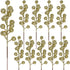 winemana 24 Pack 8 Inch Christmas Glitter Faux Winter Berry Sprigs, Artificial Sparking Red Berries Ornaments for Christmas Tree DIY Crafts Wreath Garland Decor (Gold)
