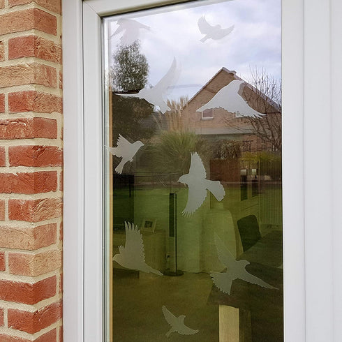 Anti-Collision Stickers to Prevent Bird Strikes on Window Glass - Set of 20 Silhouettes - Color: Translucent/Dusted - Window Clings Decals - Birds Prevention Deflectors Reflectors