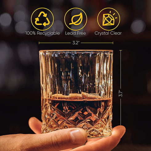 Old Fashioned Whiskey Glasses - Rocks Glasses in Gift Box, Bourbon glass set, Old Fashioned Glass and Scotch Glasses for Men, Whiskey Glass for Cognac, Whisky, Liquor and Cocktail.. (Rhomb - 2 pcs)