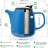 Tealyra - Daze Ceramic Teapot in Blue - 27-ounce (2-3 cups) - Small Stylish Ceramic Teapot with Stainless Steel Lid and Extra-Fine Infuser To Brew Loose Leaf Tea