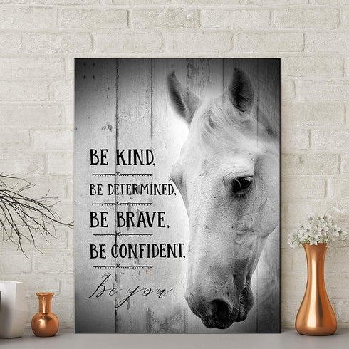 Inspirational Wall Art Canvas Farmhouse Countryside Black and White Wooden Board Animals Horse Motivational Theme Wall Decor Pictures Framed Artwork for Walls Modern Home (White Horse, 12"—16"—1 pcs)