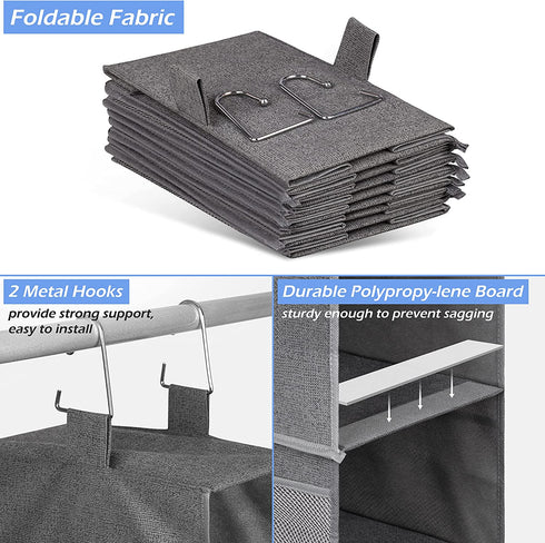 KIMBORA 8-Shelf Hanging Shoe Organizer with 8 Side Mesh Pockets Hanging Shoe Rack for Closet Shoe Holder, Grey