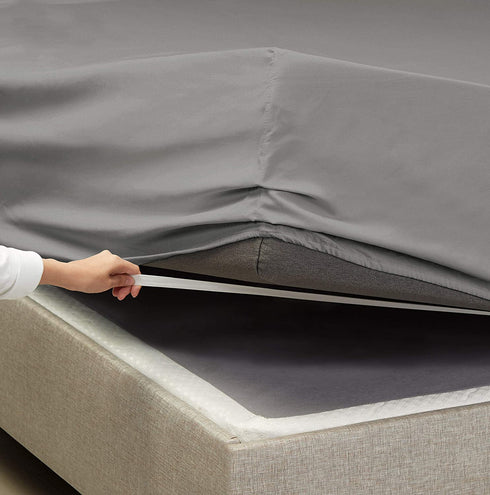 Empyrean Bedding Extra Deep Pocket Fitted Sheets - Bottom Sheets for Queen Size - from 18 Inches Up to 21 Inches Extra Deep Pocket Queen Fitted Sheets - Fitted Bed Sheets only (Queen Charcoal Grey)