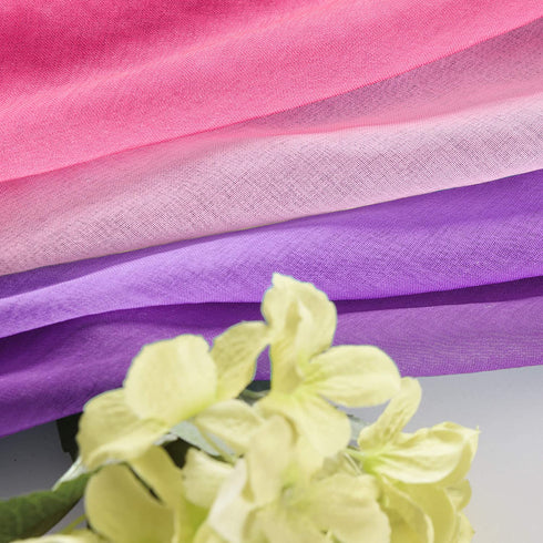 Purple and Pink Sheer Curtains for Girls Bedroom Decor 2 Panels Grommet Faux Linen Ombre Window Semi Sheer Curtains for Living Room Decoration All Year Girls Gift Wedding Party Backdrop 84 Inch Length