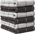 Pack of 6 Premium Kitchen Towels Set - Window Pane Design Kitchen Hand Towels - Large, 435 GSM, Ultra Absorbent - Dish Towels for Drying Dishes - Cotton Tea Towels - Kitchen Hand Towels - Grey