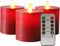 Kitch Aroma D 3.15" H 3.15" Set of 3 Red Flameless Candles Flickering Candles Burgundy Red Color Decorative Battery Flameless Candle Classic Real Wax Pillar with Dancing LED Flame with Remote Control