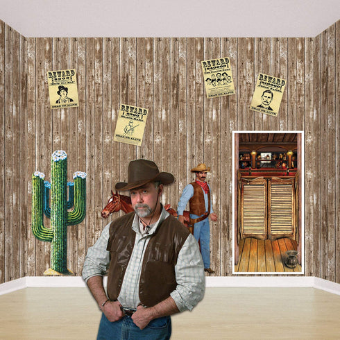 Beistle Western Barn Siding Backdrop for Farm Theme Birthday Party Supplies Wedding Photo Booth Props Barnyard Baby Shower Photography Background, Multicoloured