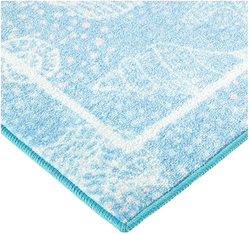 Brumlow Mills Beach and Ocean Area Rug for Living or Bedroom Carpet, Dining or Kitchen Rug, Deck, Patio or Home Decor, 3'4" x 5', Aqua Blue Seas the Day Seashells