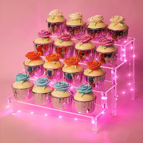 YestBuy Display Shelf Cake Stand 4 Tier Shelf Cupcake Stand Multifunctional and Durable Acrylic Stand Mounting Hardware Included Ideal for Desserts, Cosmetics, Glassware, Figurines