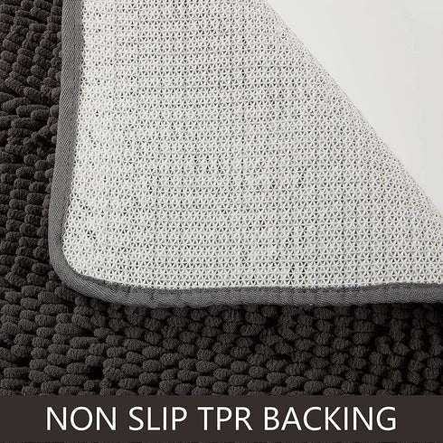 EFORPAD Curved U-Shaped Toilet Bathroom Rugs, 20 x 20 Inch, Chenille Non Slip Contoured Bath Mat Soft Absorbent Machine Washable Carpet for Bathroom Toilet, Grey