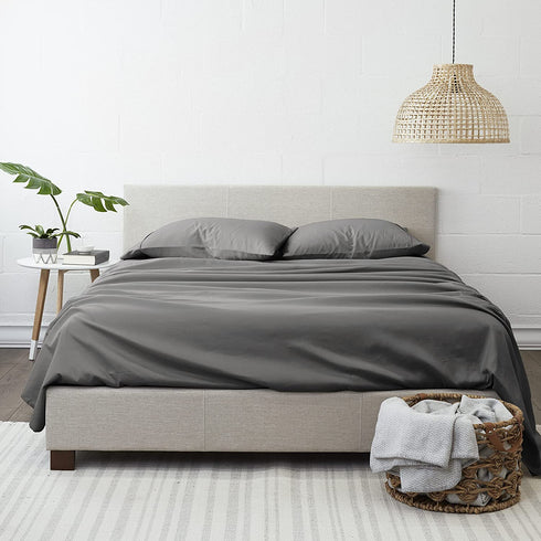 Linen Market Ultra Soft Easy Care Microfiber 16" Deep Pocket Basic 4 Piece Bed Sheet Set with Pillowcases, Gray, King