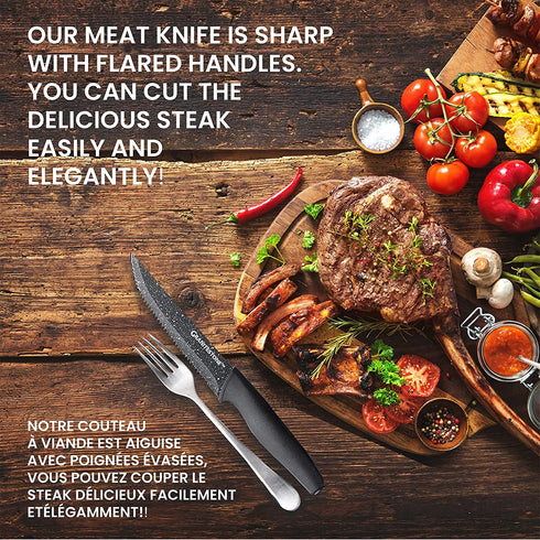 Granitestone Nutriblade 6-Piece Steak Knives with Comfortable Handles, Stainless Steel Serrated Blades Dishwasher-safe and Rust-proof Steak Knife For Home and Restaurant Use As Seen On TV