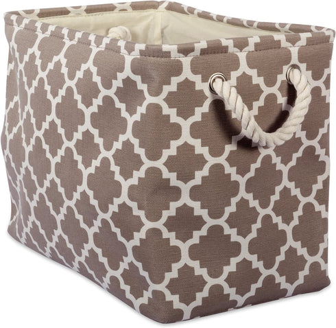 DII Polyester Container with Handles, Lattice Storage Bin, Large, Brown